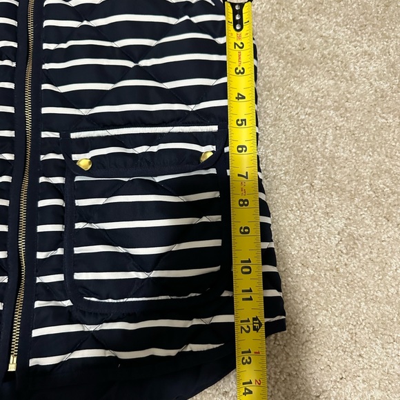 J. Crew Women Small Navy White Quilted Stripe Nautical Feather Down Puffer Vest - Picture 4 of 5